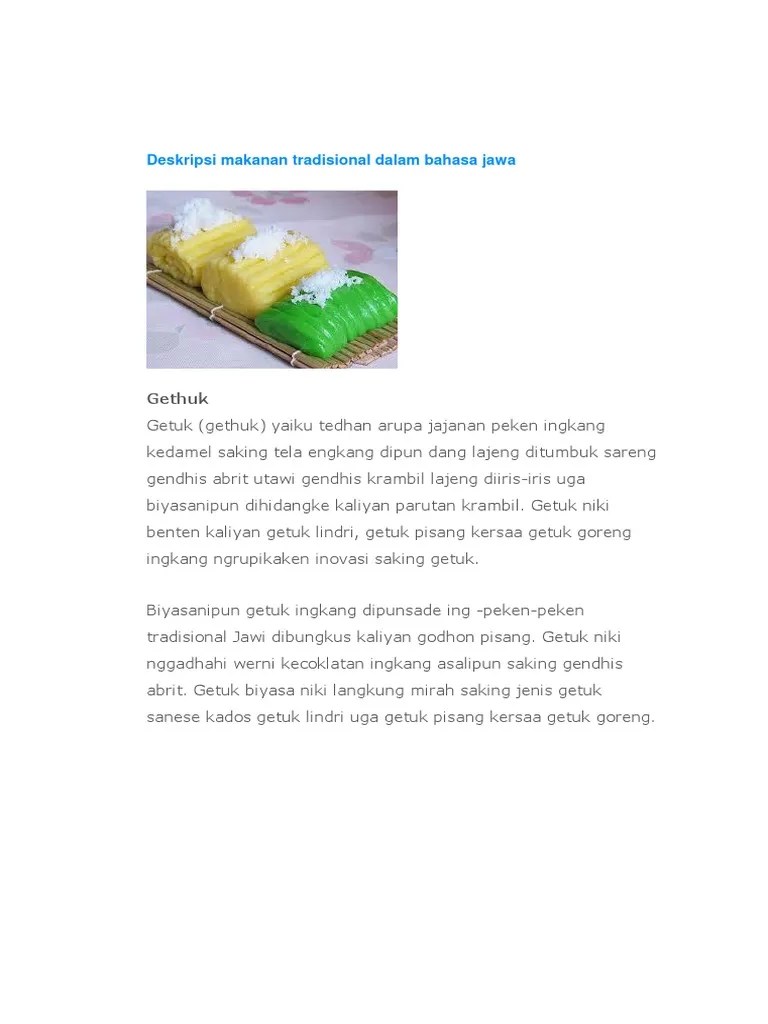 Deskripsi Makanan Tradisional Dalam Bahasa Jawa | PDF