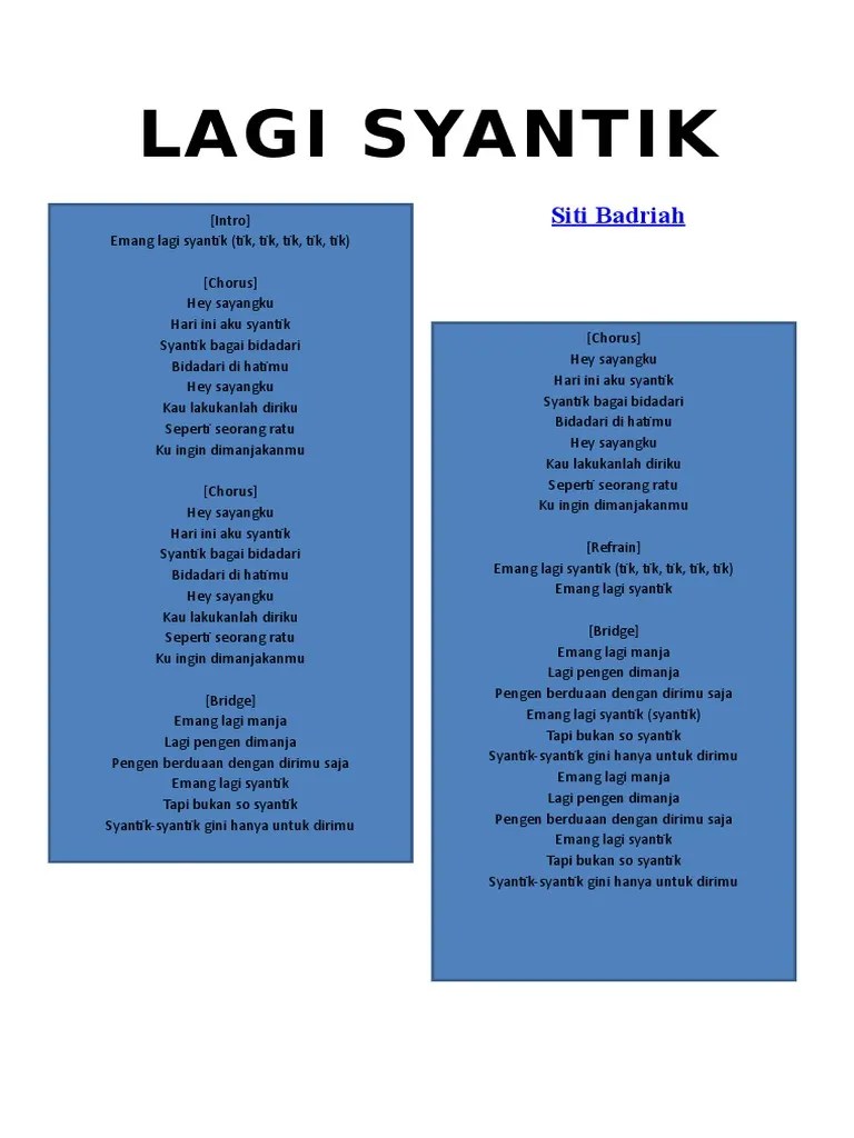 Lyric Lagi Syantik | PDF