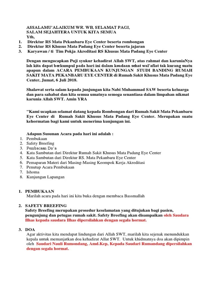 Teks Pembawa Acara Studi Banding | PDF