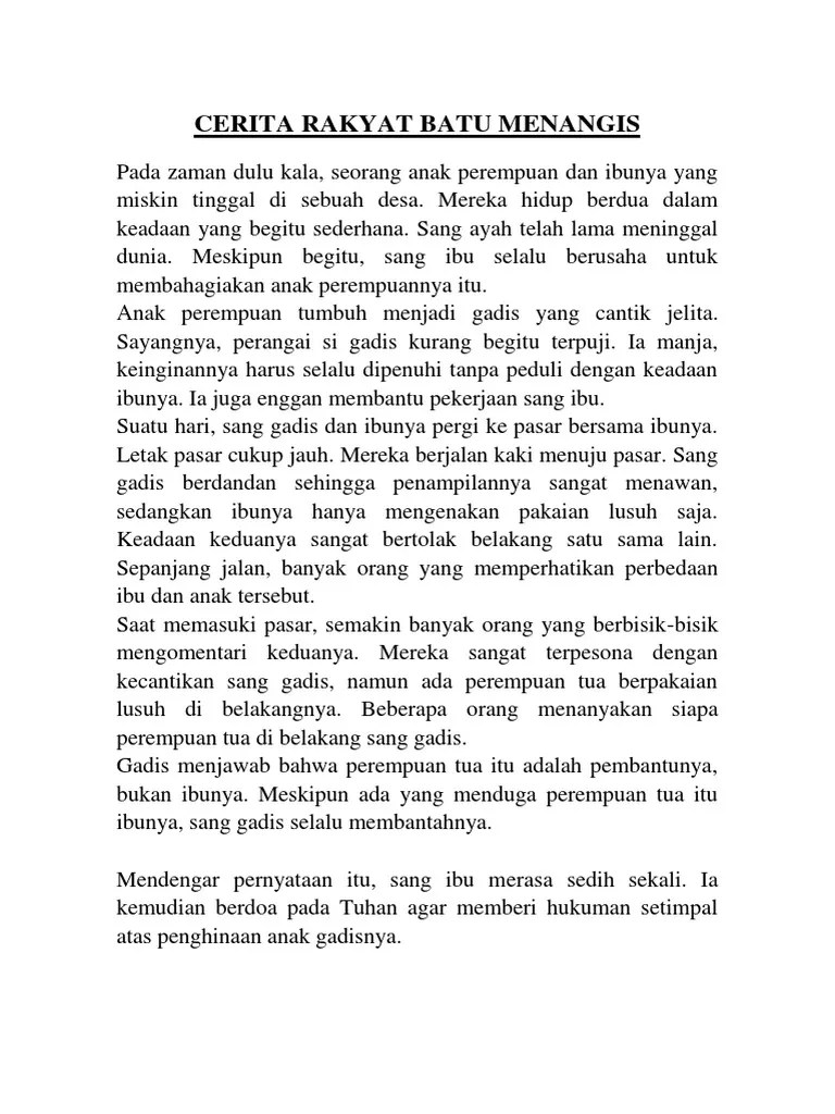Cerita Rakyat Batu Menangis | PDF