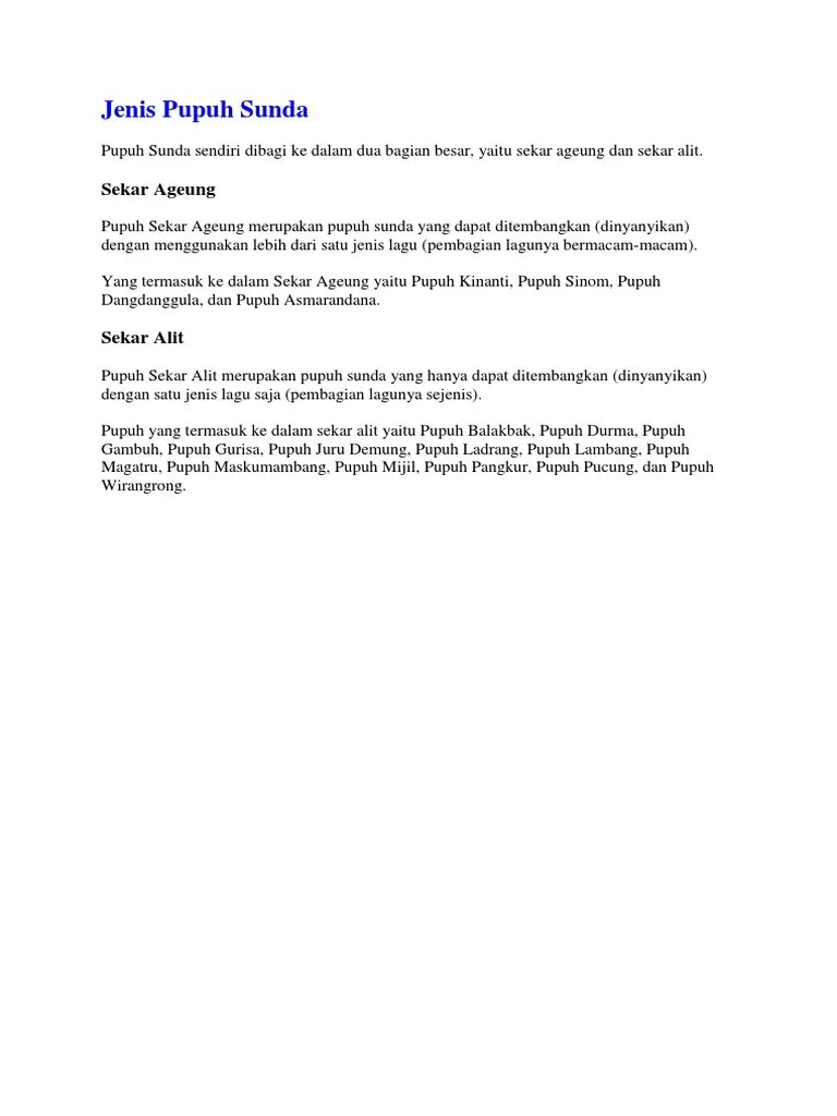 Jenis Pupuh Sunda | PDF
