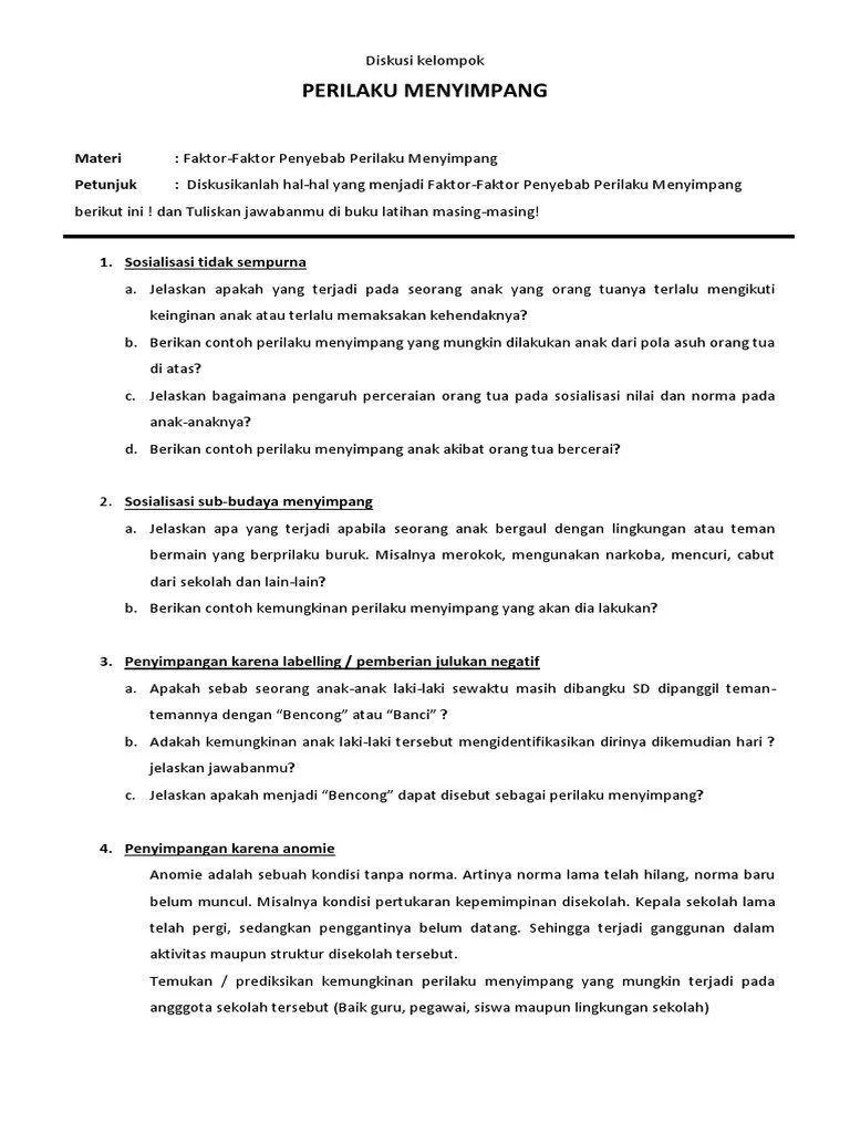 Diskusi Kelompok Perilaku Menyimpang | PDF