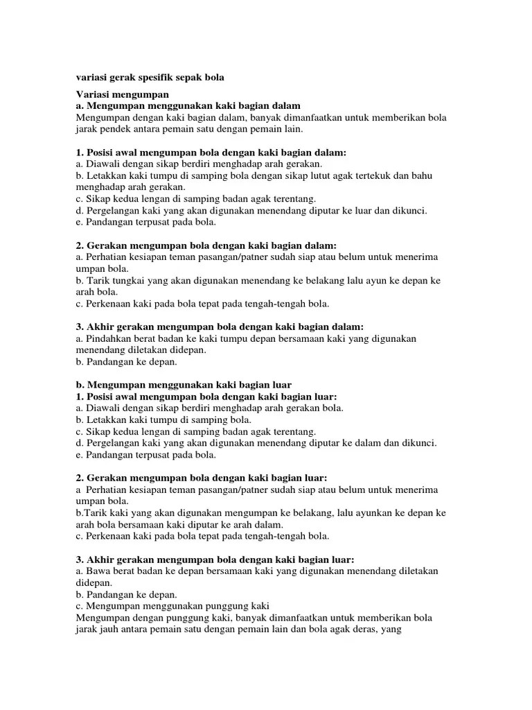 Sebutkan Gerak Spesifik Dalam Permainan Sepak Bola – Goreng