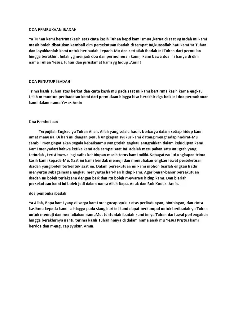 Doa Pembukaan-Tutup Ibadah | PDF