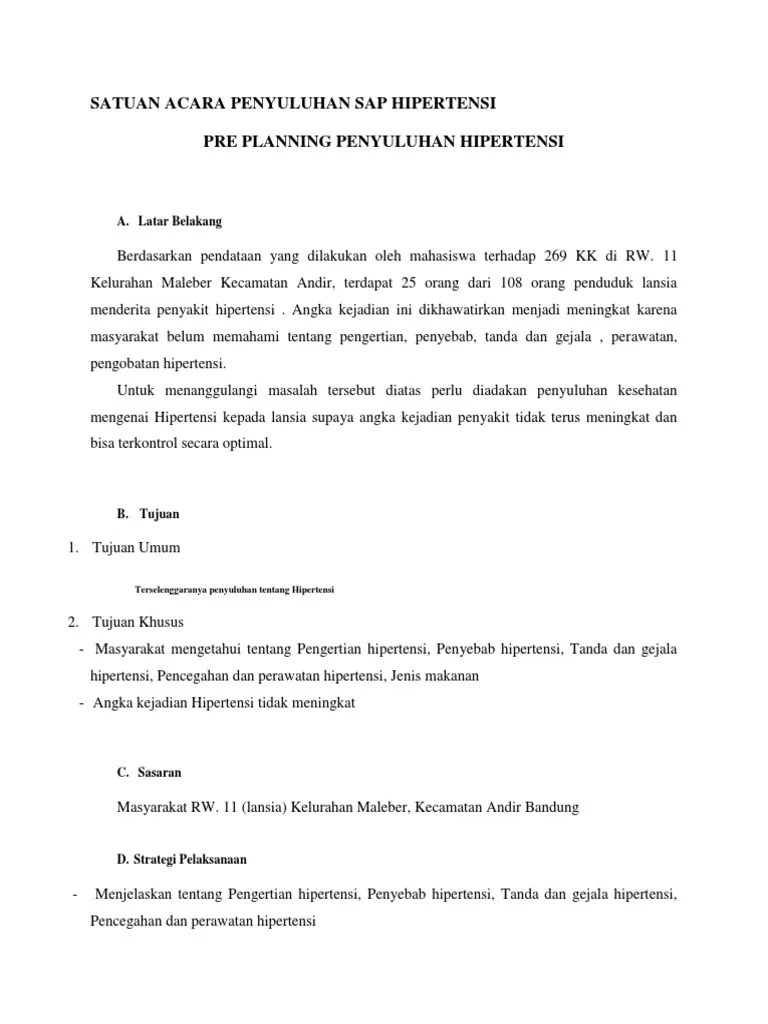 Satuan Acara Penyuluhan Sap Hipertensi 2 | PDF