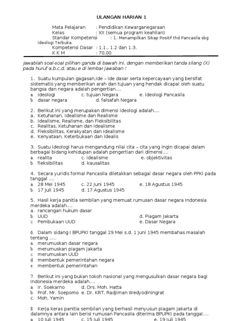 Soal PKN Kla 1, Siska | PDF