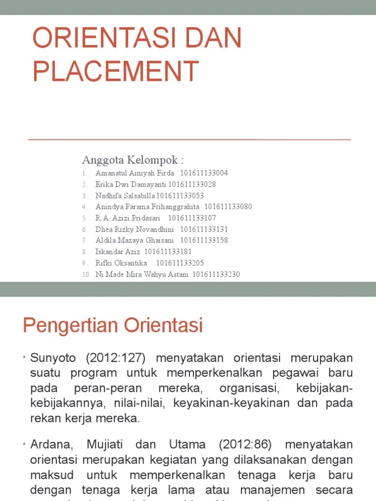 Orientasi Dan Placement Kelompok 2 | PDF