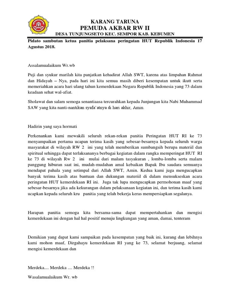 Pidato Sambutan Ketua Panitia | PDF