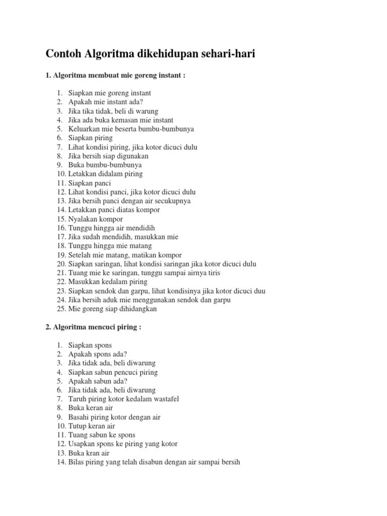 Contoh Algoritma Dikehidupan Sehari | PDF