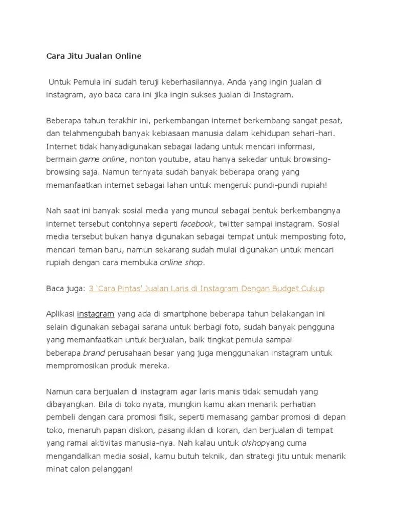 Cara Jitu Jualan Online | PDF