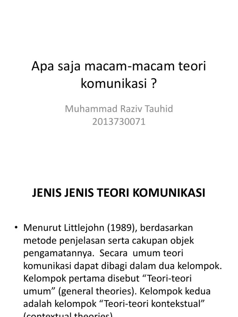 Apa Saja Macam-Macam Teori Komunikasi | PDF