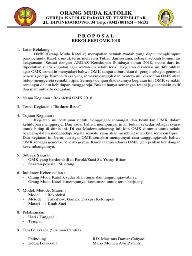 Proposal Rekoleksi OMK 2018 | PDF