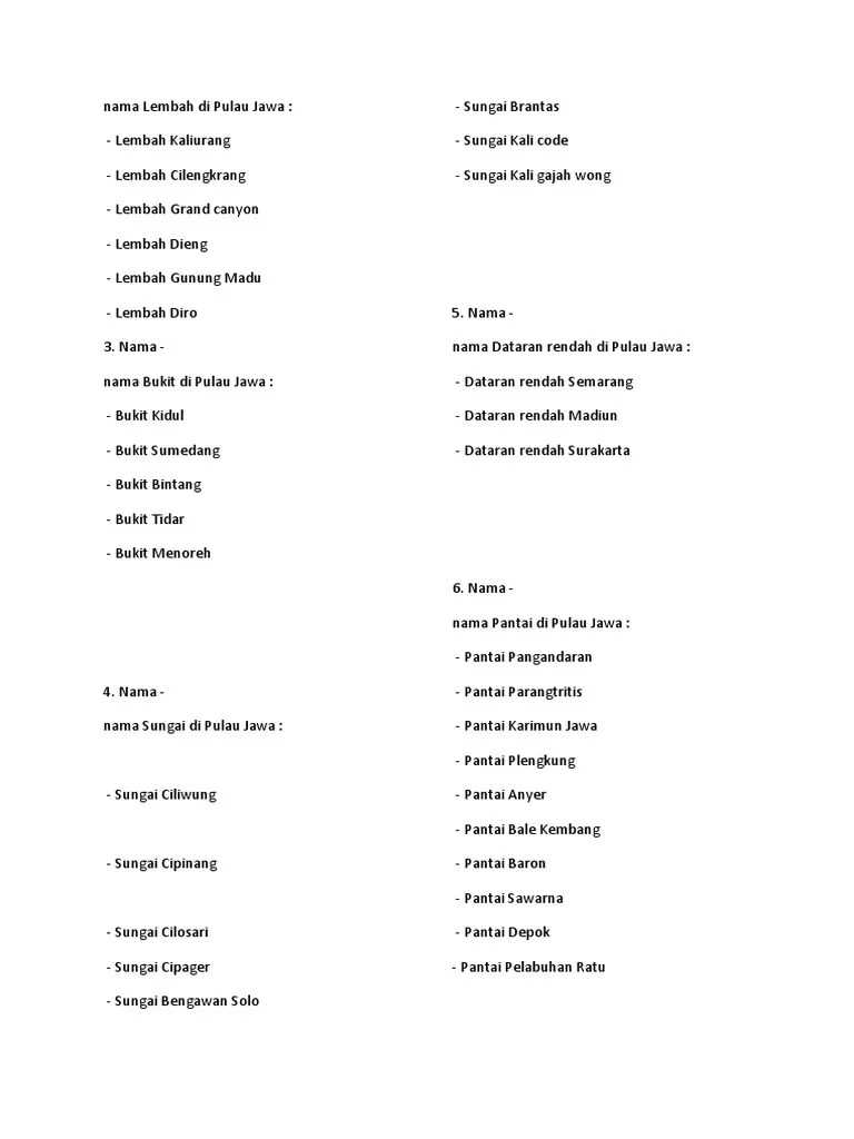 Nama Dataran Rendah Pulau Bali Dan Nusa Tenggara – Sekali