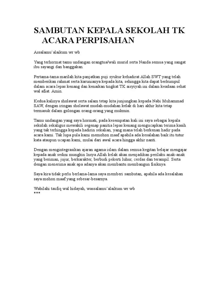 51 Kata Sambutan Untuk Perpisahan Anak Tk