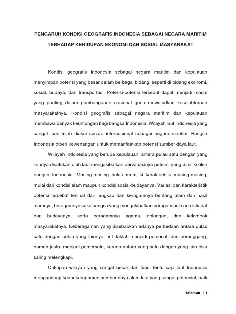 Kondisi Geografis Indonesia Sebagai Negara Maritim Dan Kepulauan Menyimpan  Potensi Yang Besar Dalam Berbagai Bidang | PDF