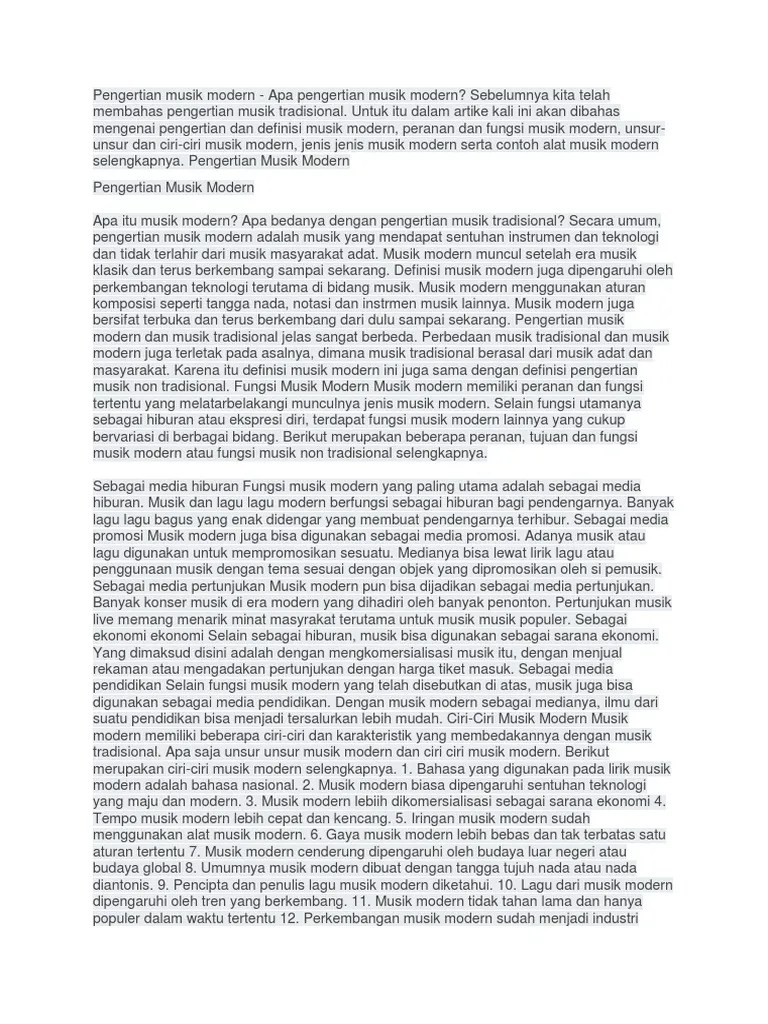 Ciri Ciri Musik Tradisional Dan Modern - Ini Cirinya