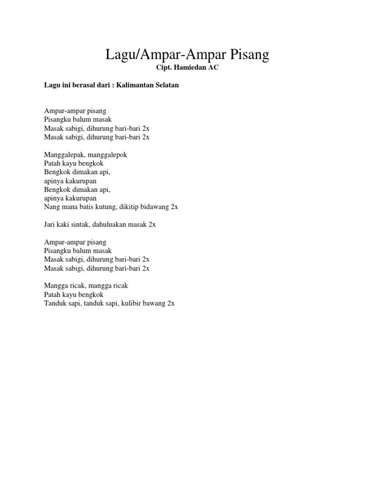 Lagu Ampar Ampar Pisang | PDF