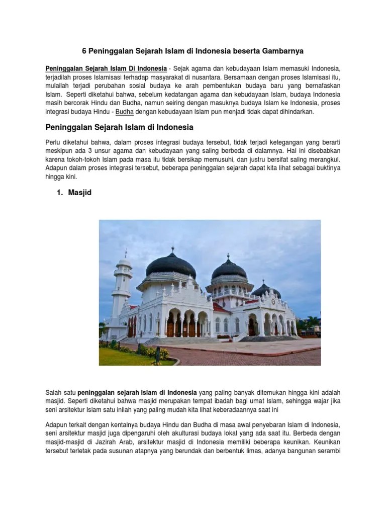 6 Peninggalan Sejarah Islam Di Indonesia Beserta Gambarnya | PDF