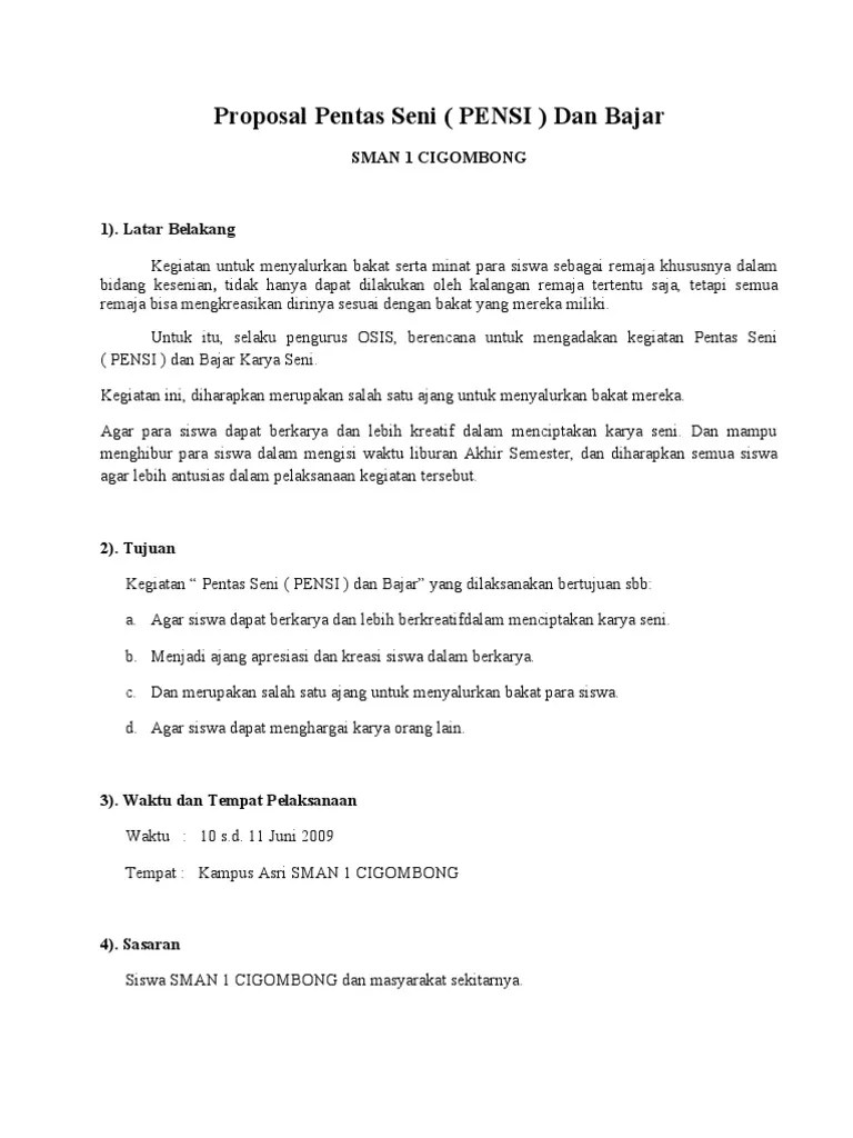 Contoh Proposal Pameran Seni Dan Pagelaran Di Sekolah - Berbagi Contoh  Proposal