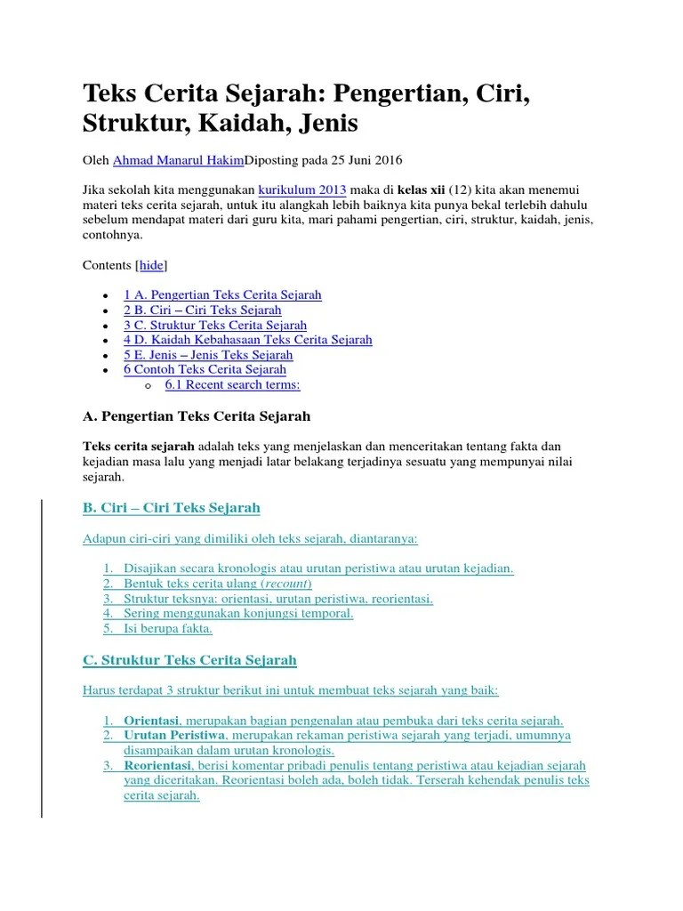 Teks Cerita Sejarah | PDF
