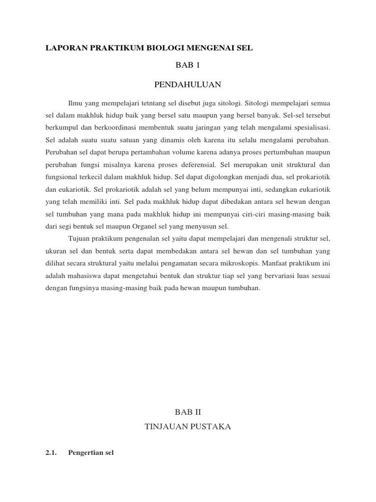 Laporan Praktikum Biologi Mengenai Sel | PDF