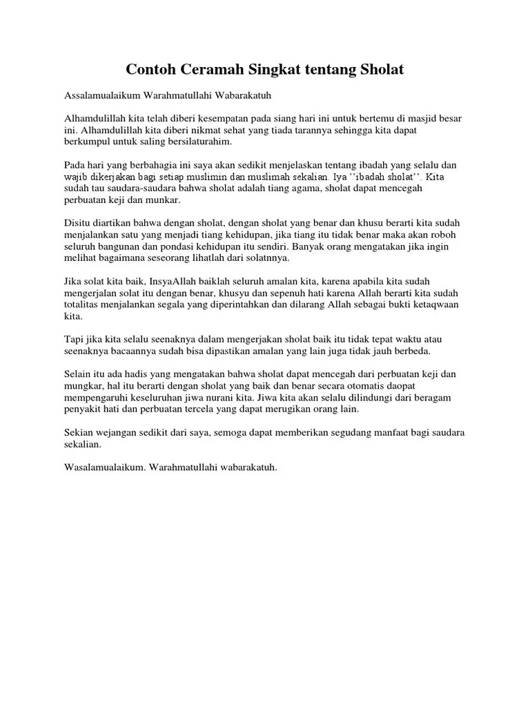 Contoh Ceramah Singkat Tentang Sholat | PDF