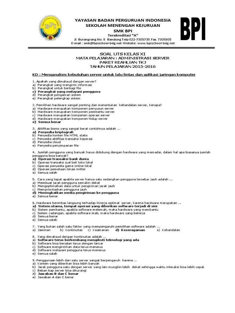 Soal Uts Bpi