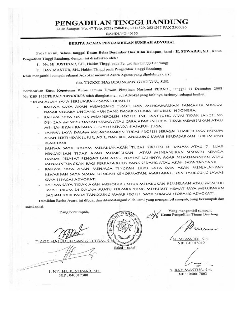 Berita Acara Sumpah | PDF