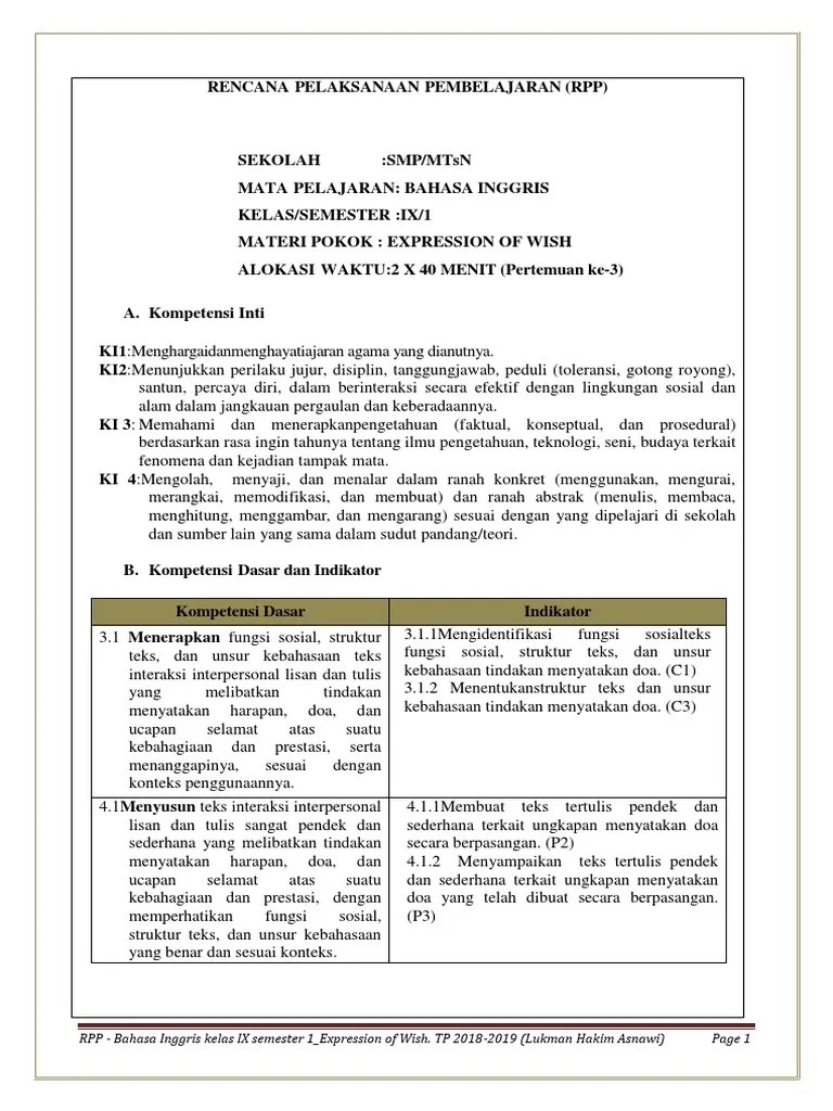 Bahan Ajar Bahasa Inggris Smp Kelas 9 Semester 1