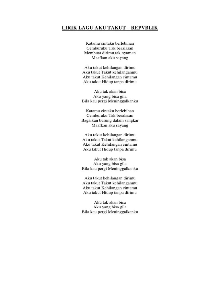 Video Lagu Aku Takut Kehilangan Dirimu Republik