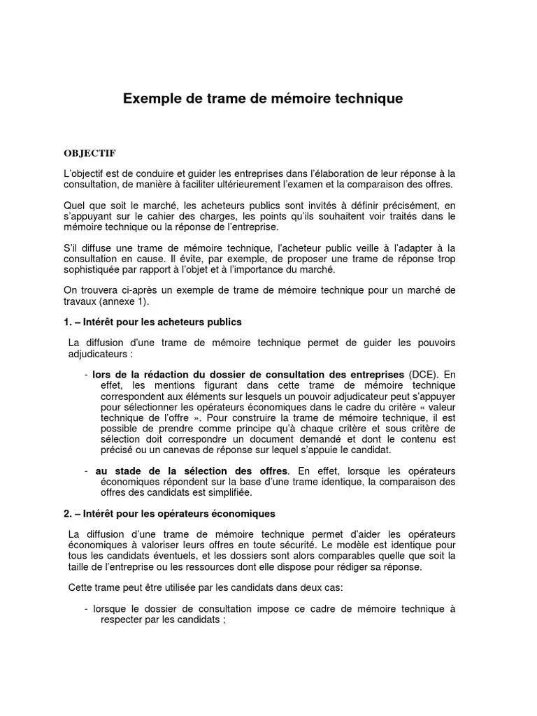 Exemple de Trame de Mémoire Technique | PDF | Entrepreneur principal |  Déchets