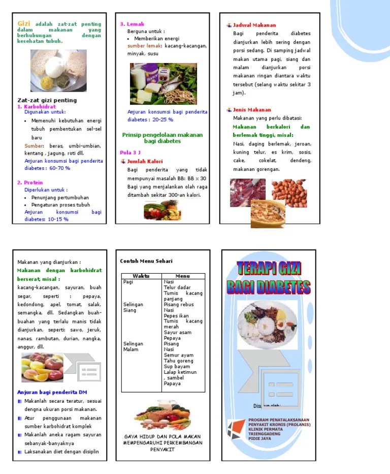 Leaflet Diet Penderita Diabetes | PDF