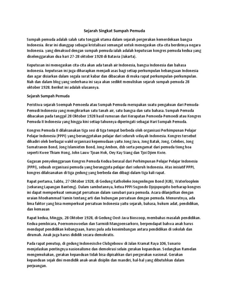 Sejarah Singkat Sumpah Pemuda | PDF