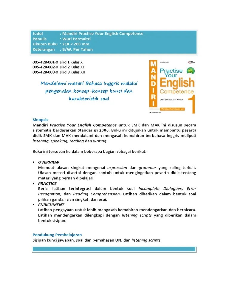 Sinopsis Practise Your English Competence SMK