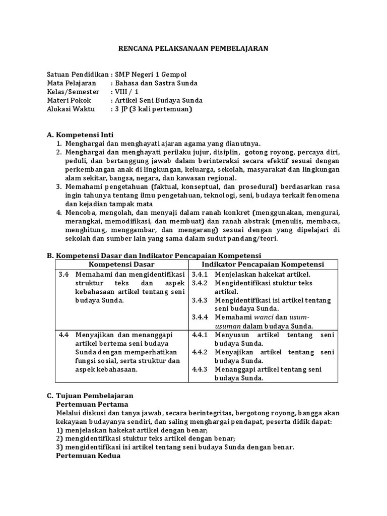 RPP Artikel Budaya Sunda | PDF