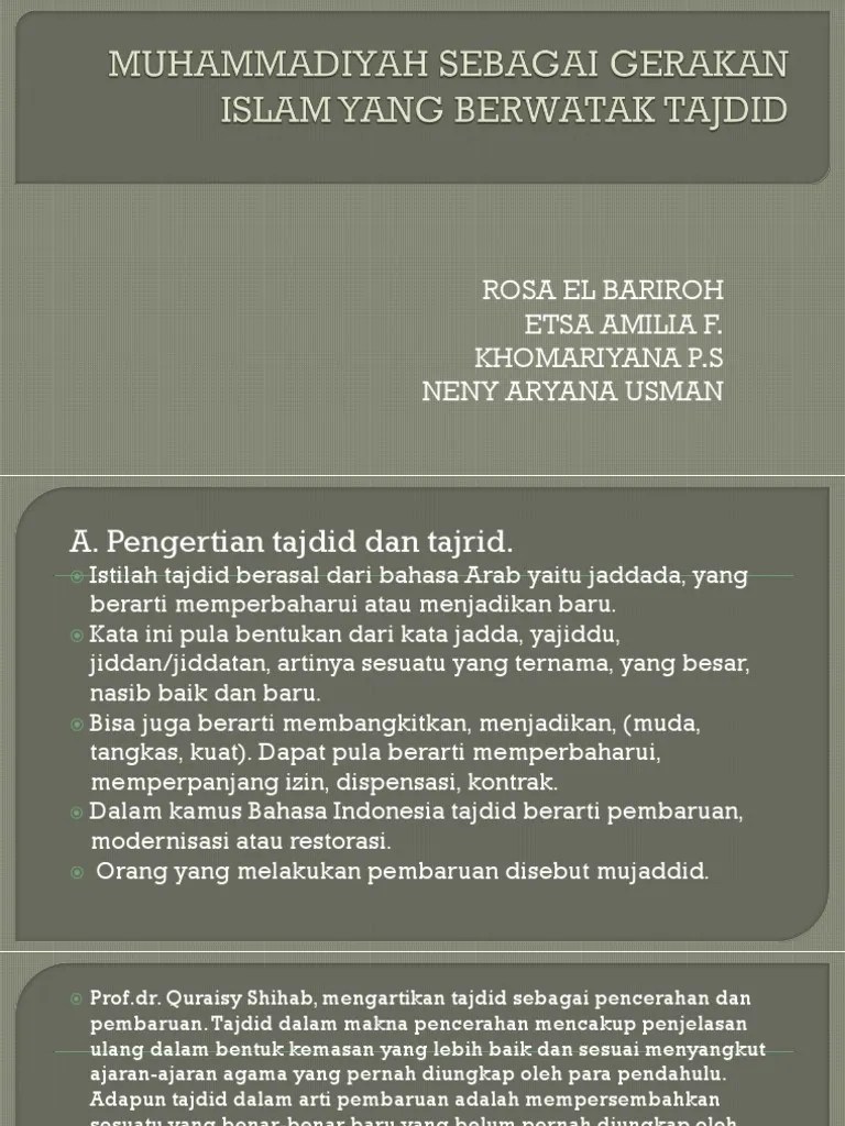 Muhammadiyah Sebagai Gerakan Islam Yang Berwatak Tajdid | PDF