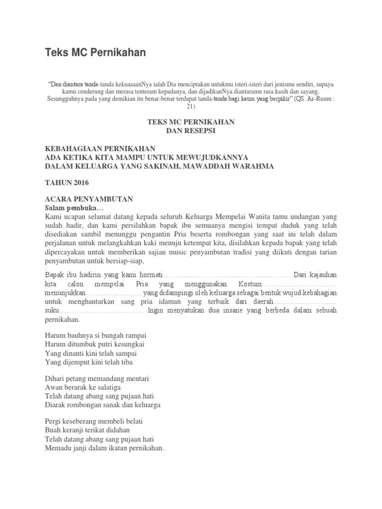 Kumpulan Contoh Mc Resepsi Pernikahan Islami - Kumpulan Contoh Teks MC