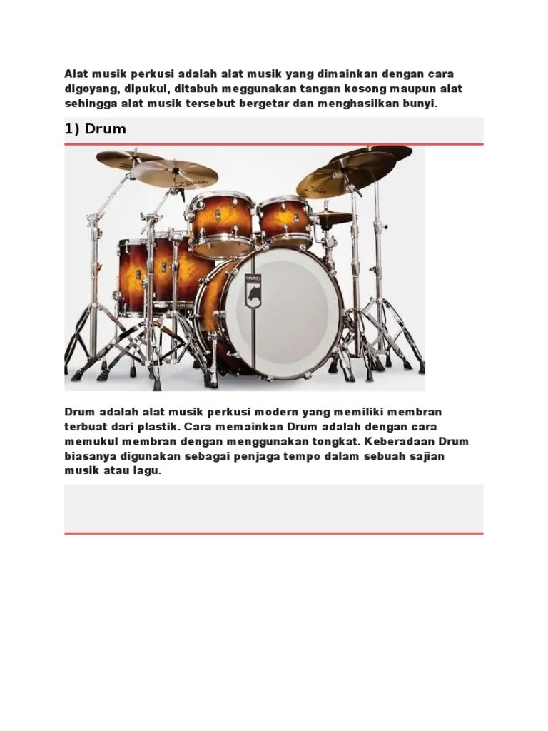 Alat Musik Perkusi Adalah Alat Musik Yang Dimainkan Dengan Cara Digoyang |  PDF