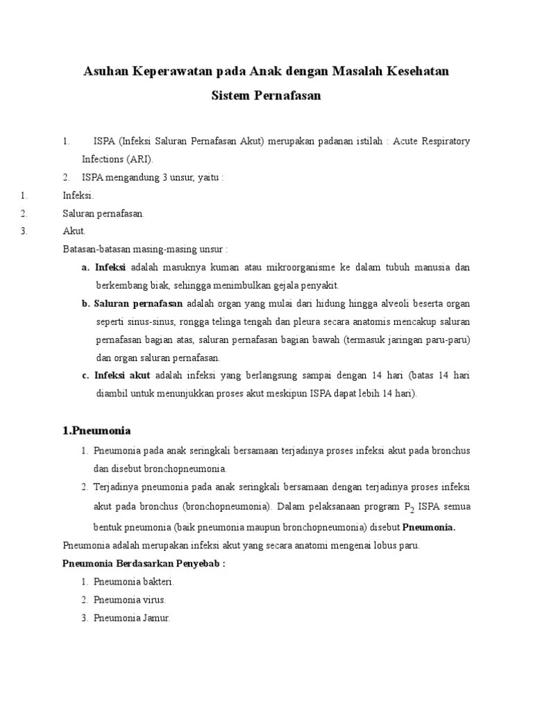 Asuhan Keperawatan Pada Anak Dengan Masalah Kesehatan Sistem Pernafasan |  PDF