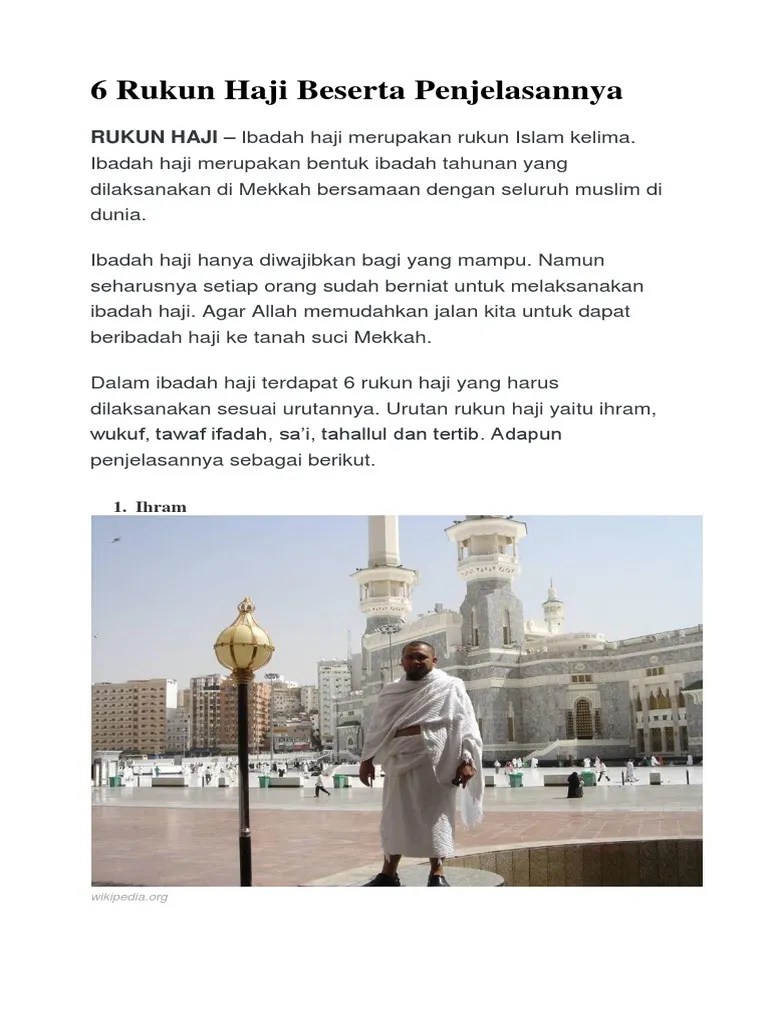 6 Rukun Haji Beserta Penjelasannya | PDF
