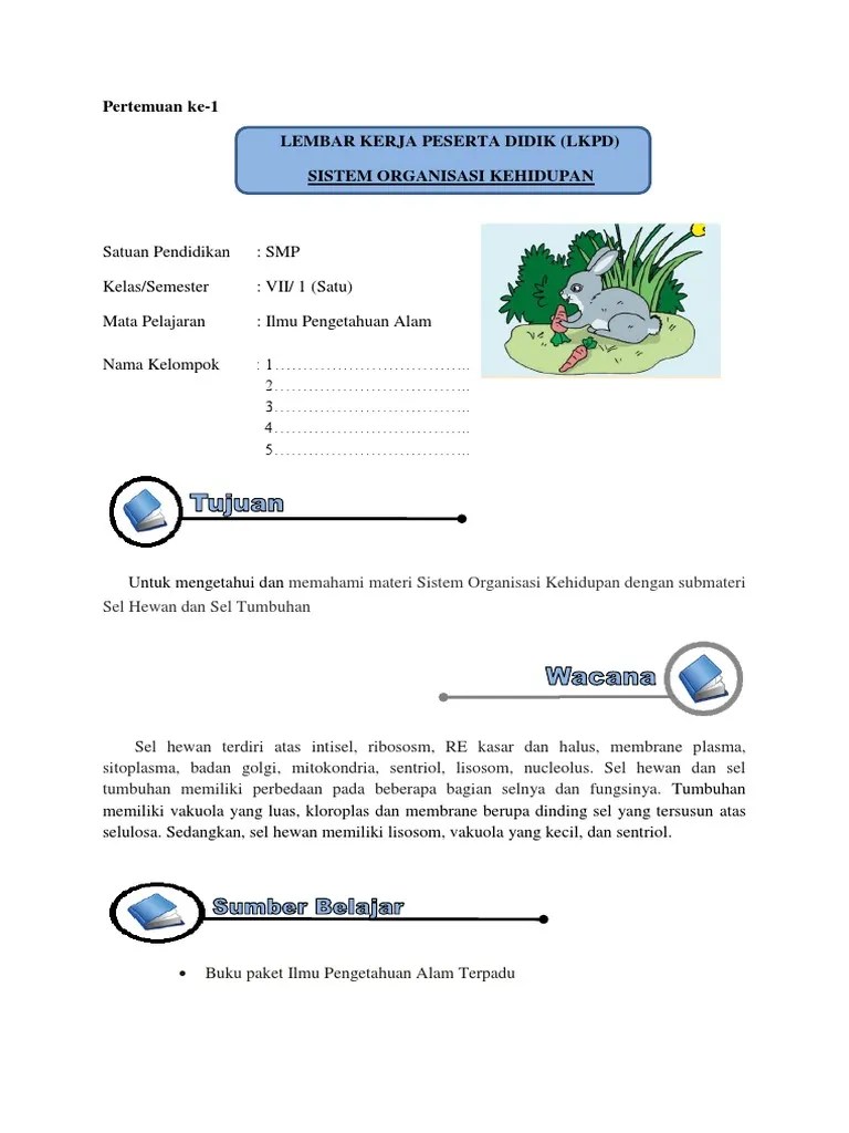 LKPD Sistem Organisasi Kehidupan Guru | PDF