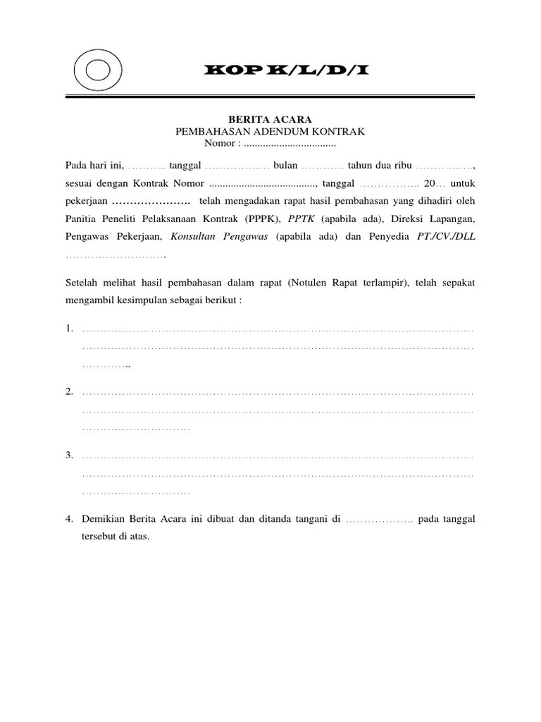Berita Acara Adendum Kontrak | PDF
