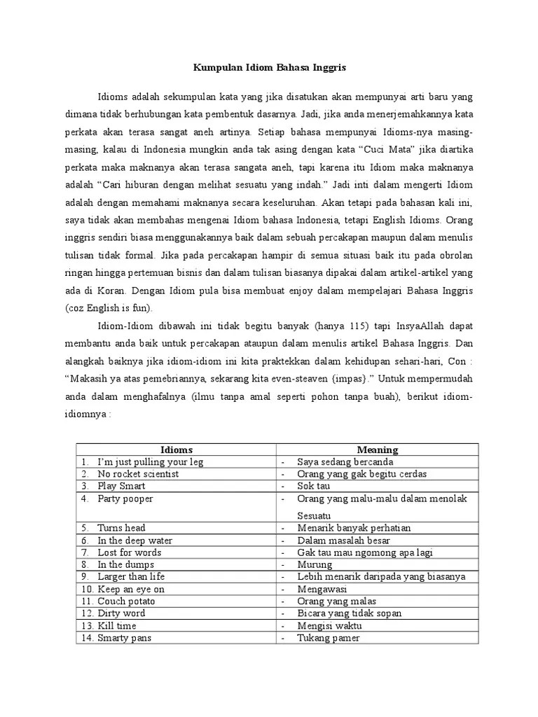 Kumpulan Idiom Bahasa Inggris | PDF