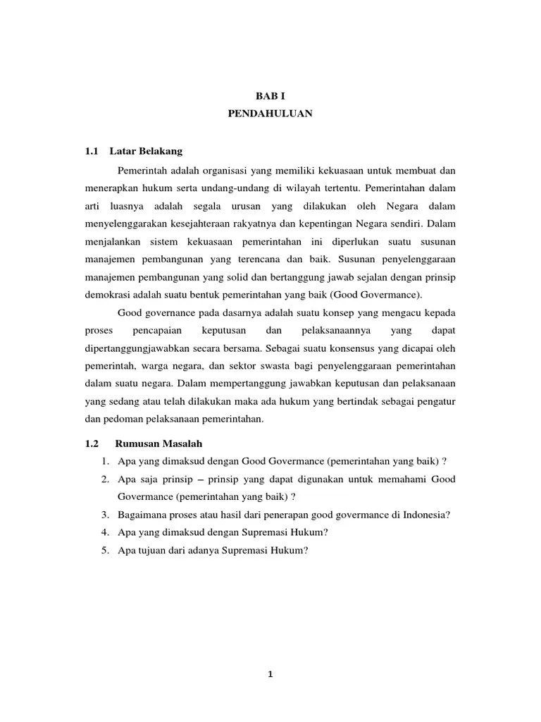 Pemerintahan Baik (Good Govermance) Dan Supremasi Hukum | PDF