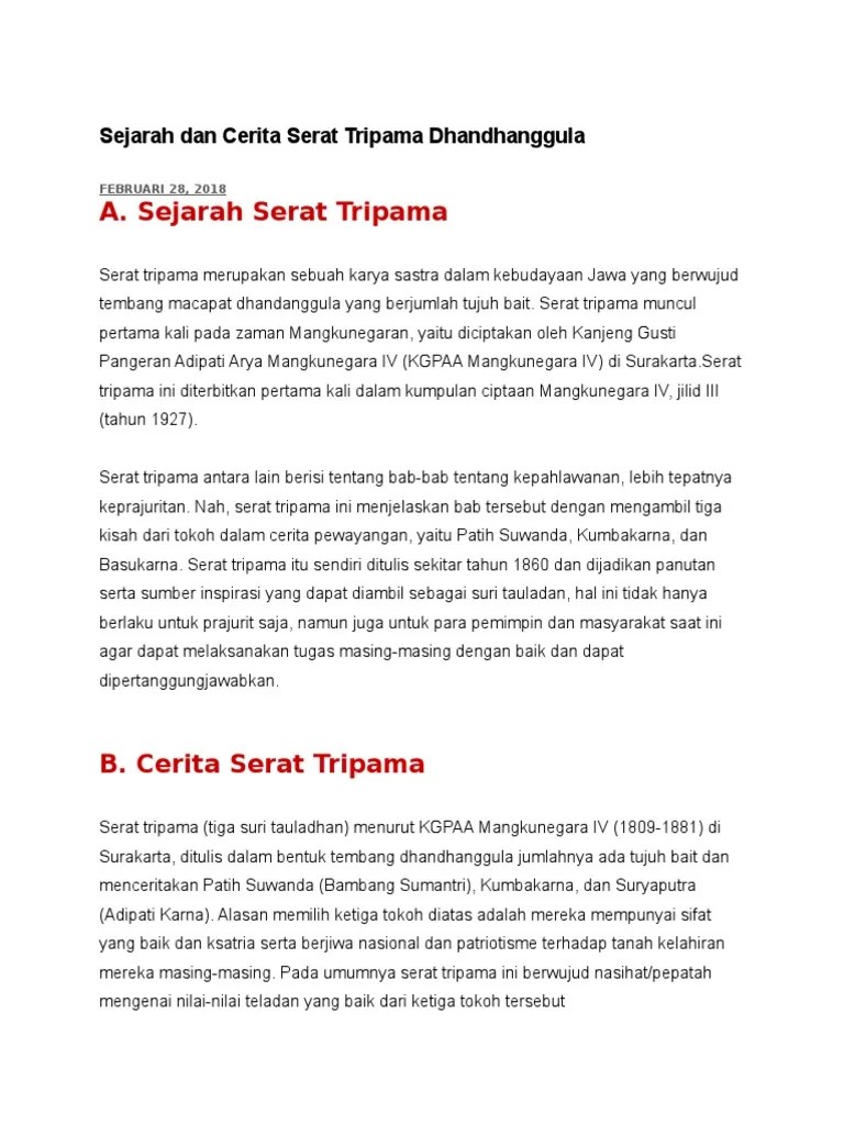 Serat Tripama Pupuh Dhandhanggula – Beinyu.com