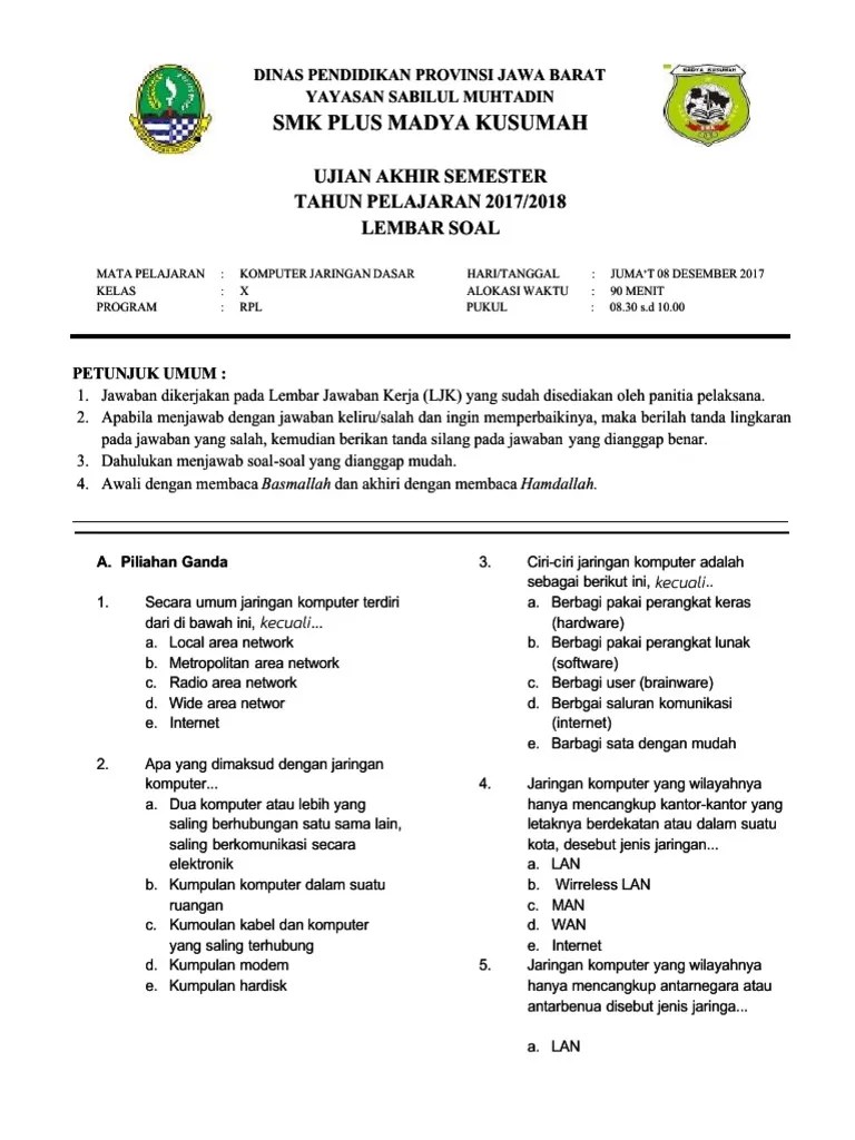 Soal Essay Jaringan Komputer Dan Jawabannya