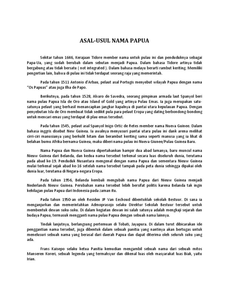Asal Usul Nama Papua | PDF