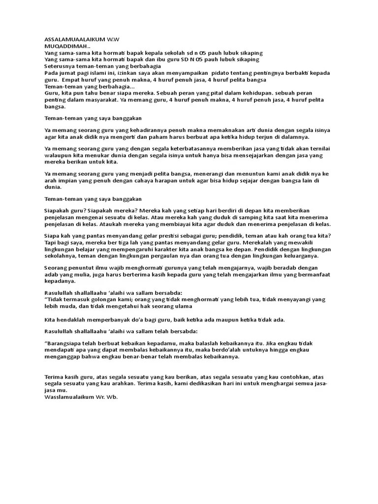 Pidato Berbakti Kepada Guru | PDF