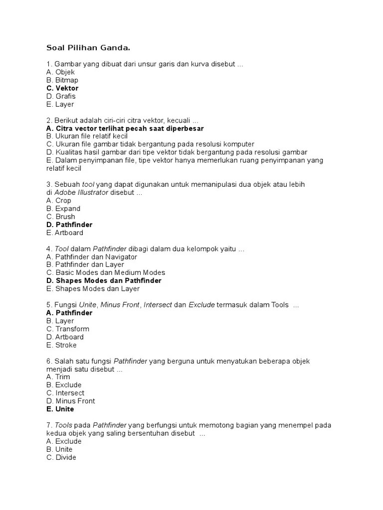 Soal Desain Grafis Pilihan Ganda Beserta Jawaban - Revisi Id