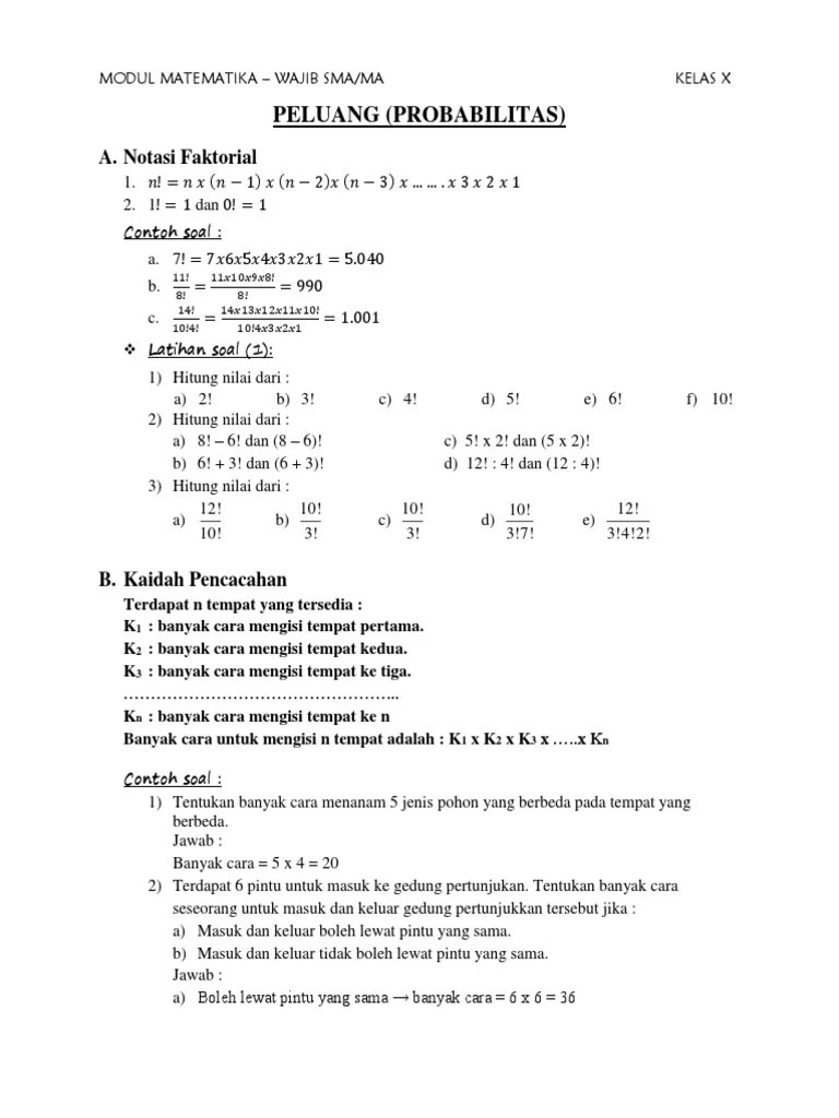Contoh Soal Notasi Faktorial – Dengan